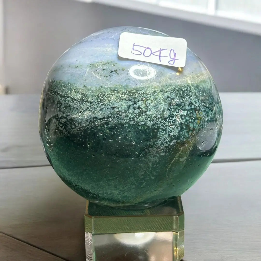 [Nuevo] Ocean Jasper con un patrón bien equilibrado de olas marinas de color azul claro y pastizales verdes | [新品] 海の波の水色、草原の緑 がバランスがよい模様のオーシャンジャスパー