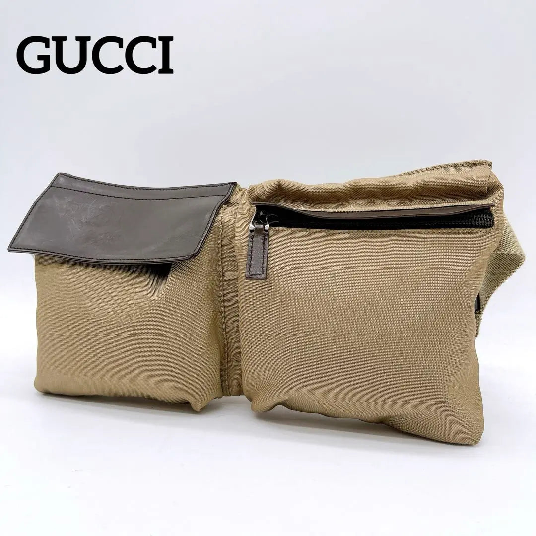 [GUCCI] Body bag Waist bag Canvas Leather Beige Brown