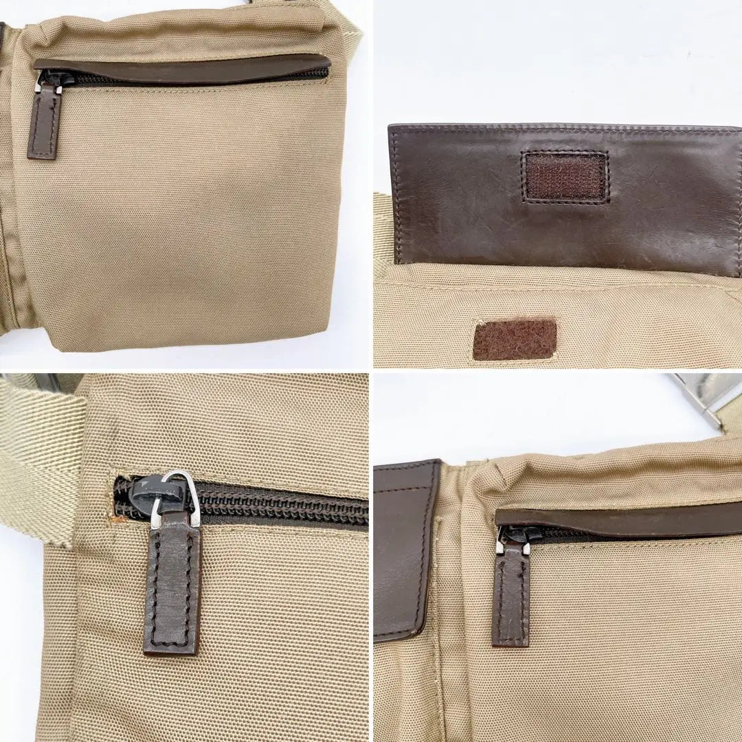 [GUCCI] Body bag Waist bag Canvas Leather Beige Brown