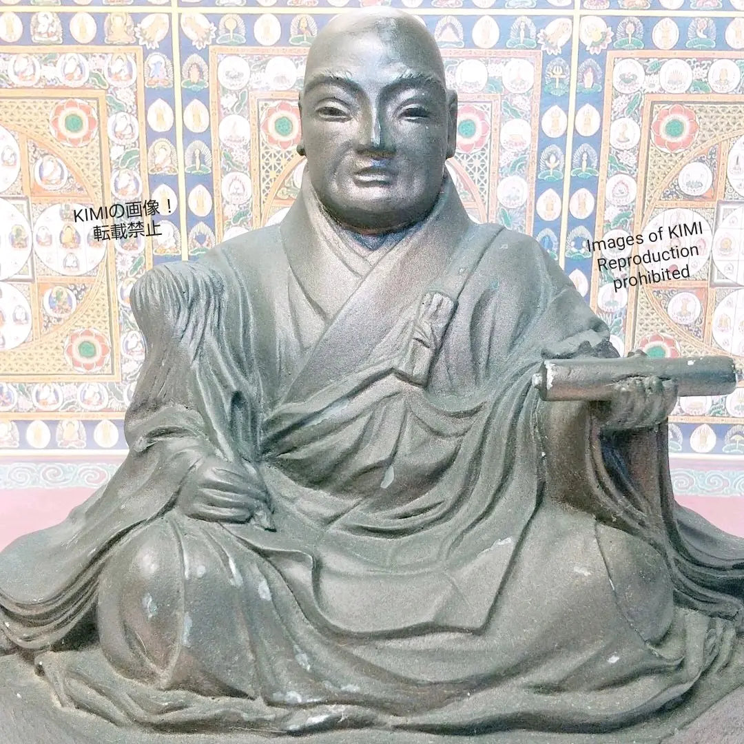 ¡Presencia abrumadora! Estatua de Nichiren Senjin Altura 19 cm Arte budista Estatua de Buda | 圧倒的存在感！ 日蓮上人坐像 高さ19cm 仏教美術 仏像