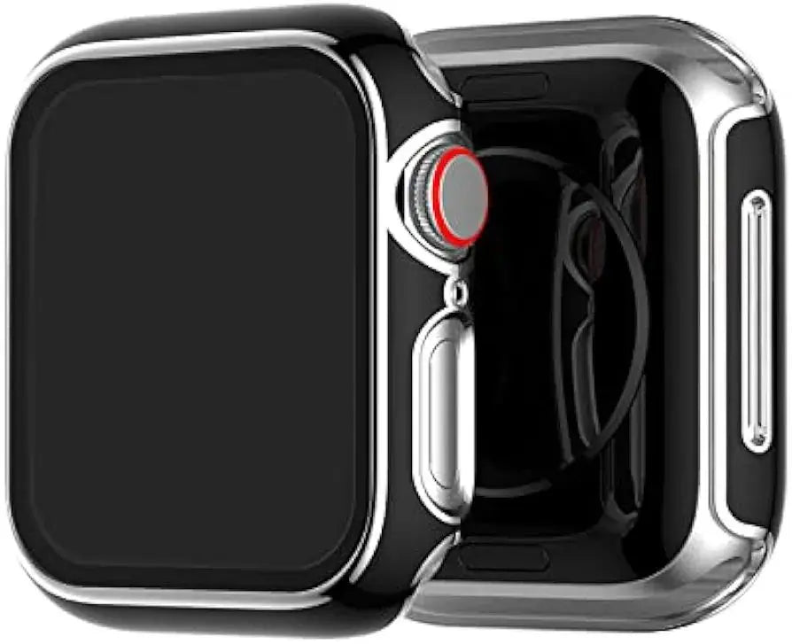 Funda protectora para Apple Watch de 41 mm, fácil de instalar, color negro y plateado