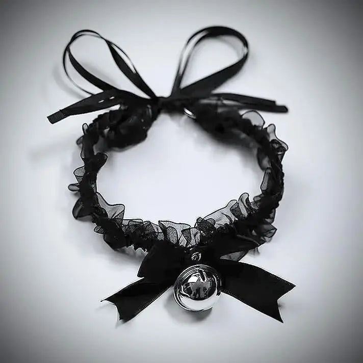 Choker with bell ribbon Gothic Lolita cosplay black