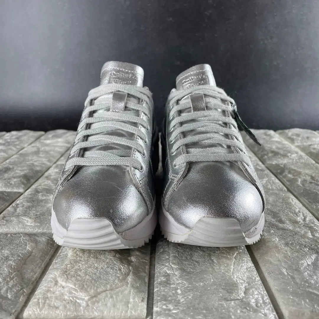 ★Good condition Onitsuka Tiger Loanship Thick Sole Sneakers Silver Genuine Leather 22.5