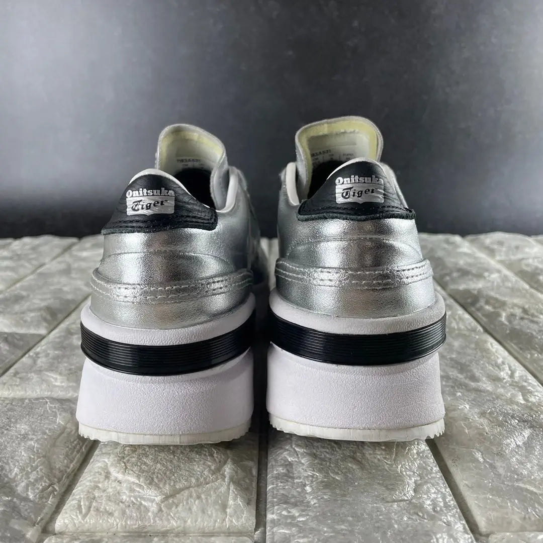 ★Good condition Onitsuka Tiger Loanship Thick Sole Sneakers Silver Genuine Leather 22.5