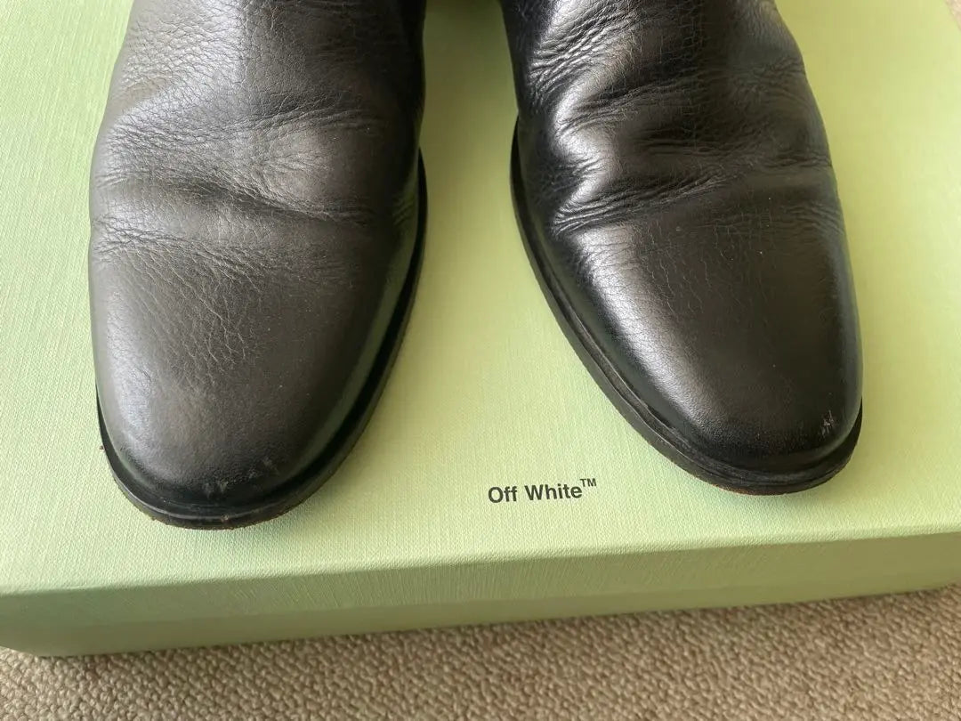 OFF-WHITE Off-White Leather Chelsea Boots Side Gore Boots