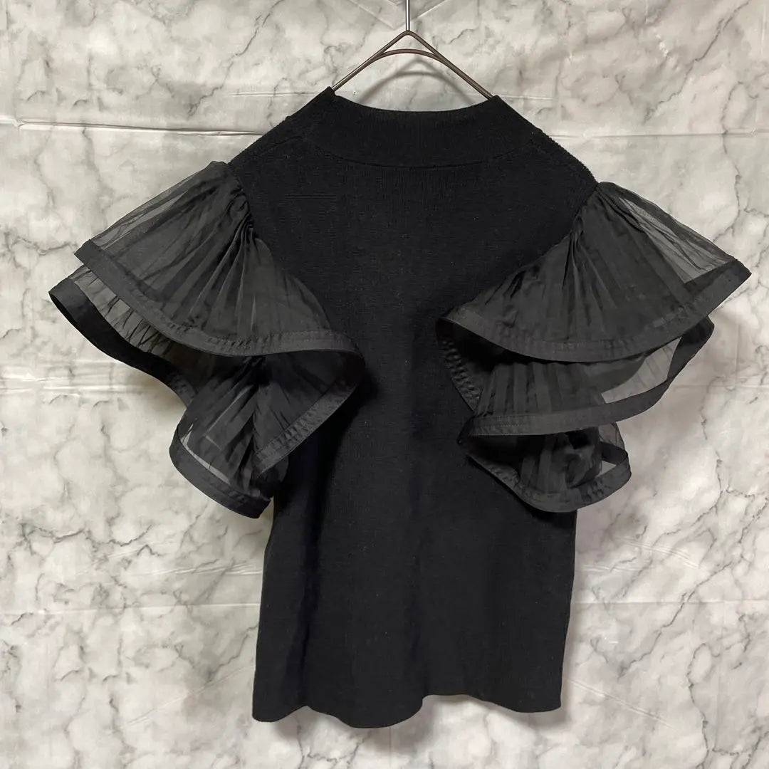 Frey ID ♡ Ruffle sleeve high neck pullover knit black