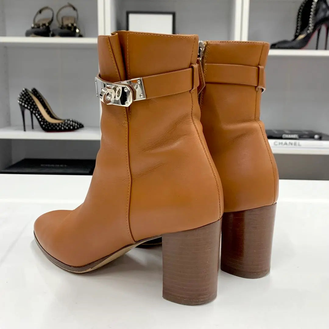 Hermes Saint-Germain Botas Cortas De Piel Con Accesorios De Metal Kelly Marrón | エルメス サンジェルマン ケリー金具 レザー ショートブーツ ブラウン