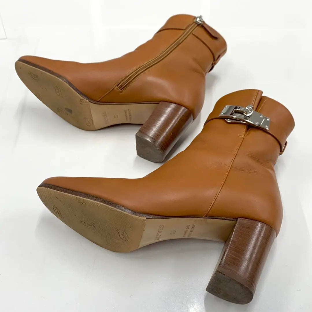 Hermes Saint-Germain Botas Cortas De Piel Con Accesorios De Metal Kelly Marrón | エルメス サンジェルマン ケリー金具 レザー ショートブーツ ブラウン