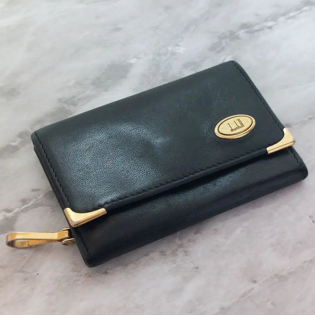 [Defective] dunhill Dunhill Key Case Genuine Leather Black x Gold