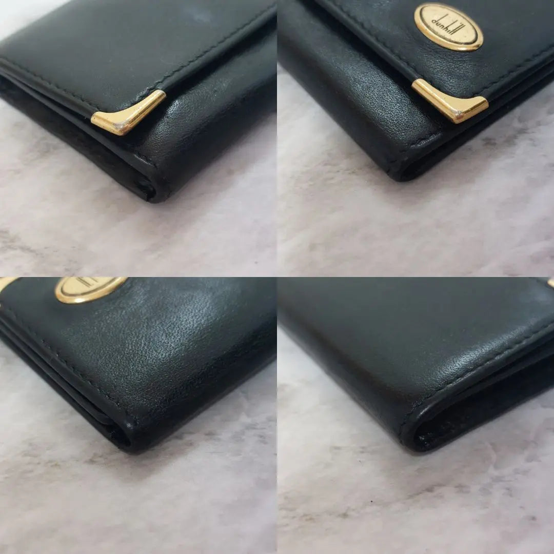 [Defectuoso] Estuche para llaves Dunhill Dunhill de piel auténtica, color negro y dorado