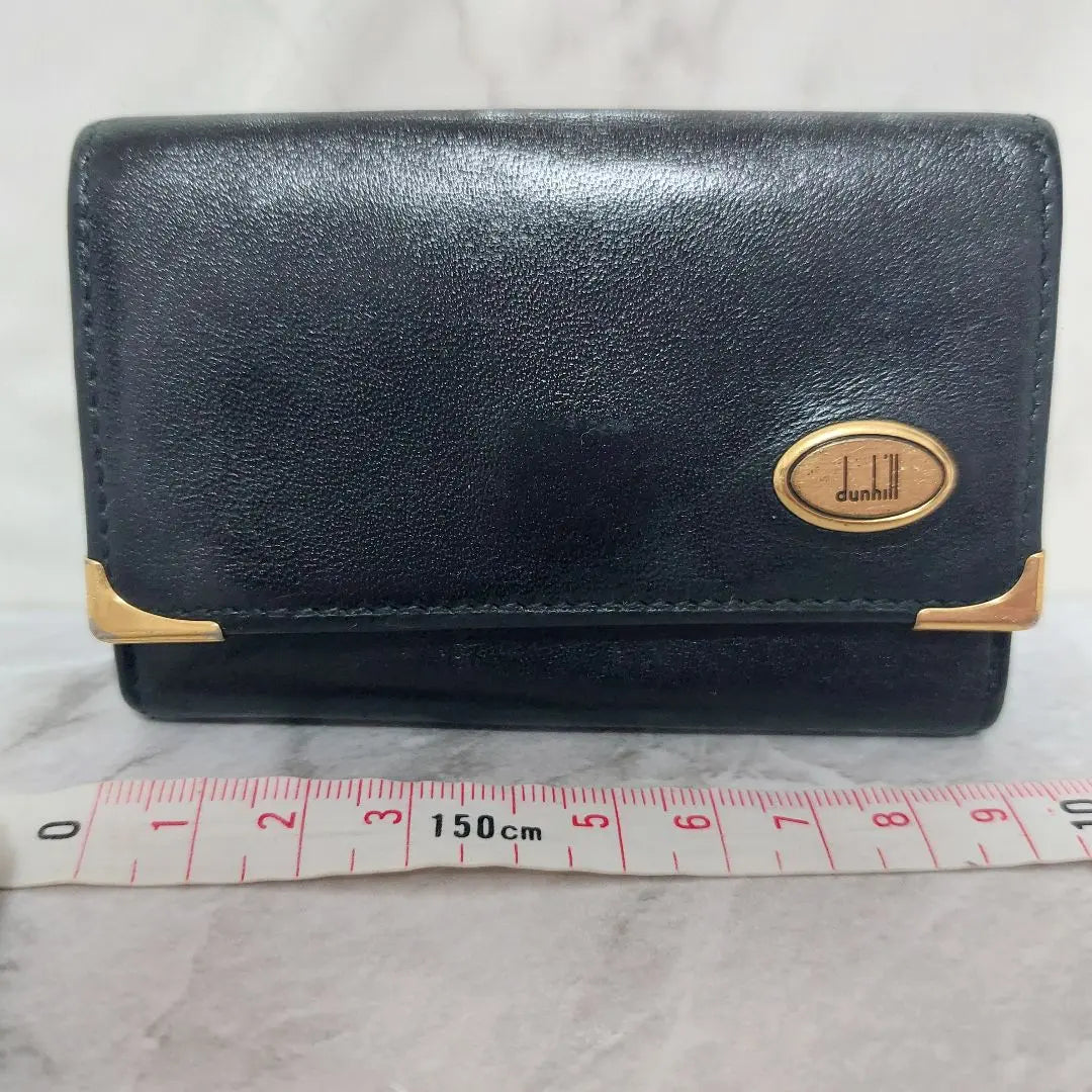 [Defectuoso] Estuche para llaves Dunhill Dunhill de piel auténtica, color negro y dorado