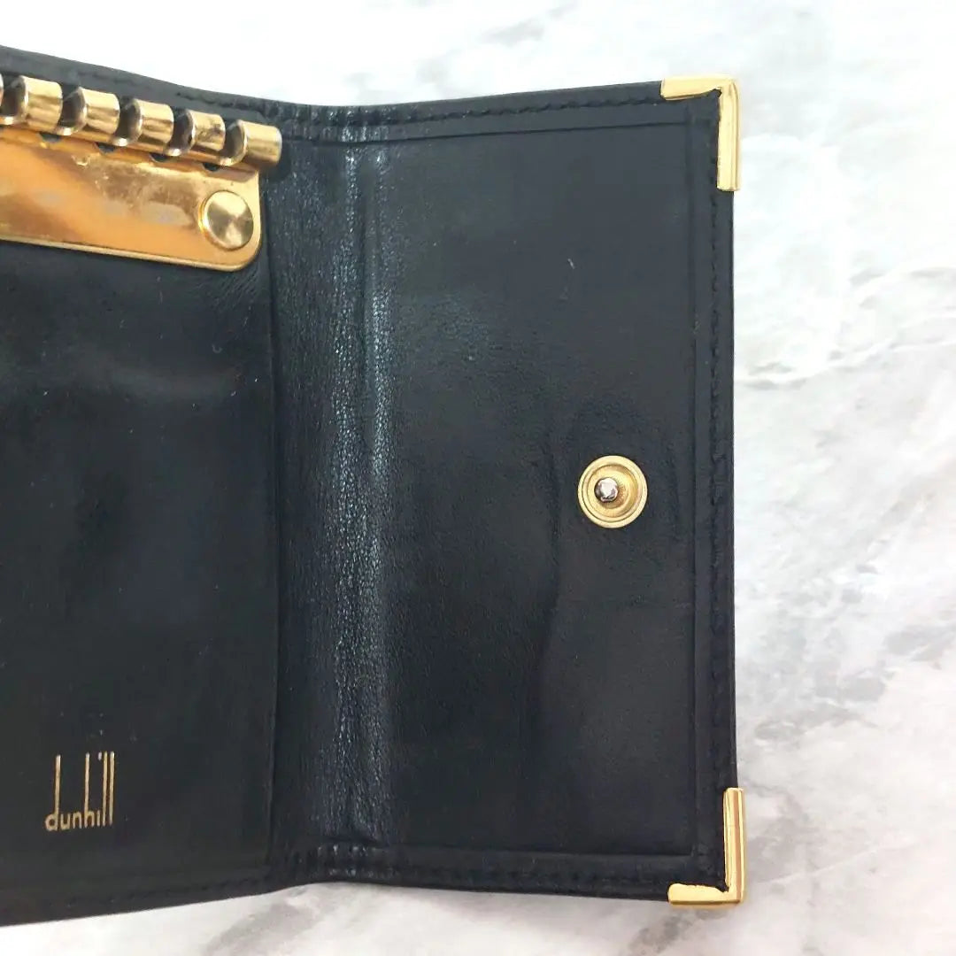 [Defectuoso] Estuche para llaves Dunhill Dunhill de piel auténtica, color negro y dorado