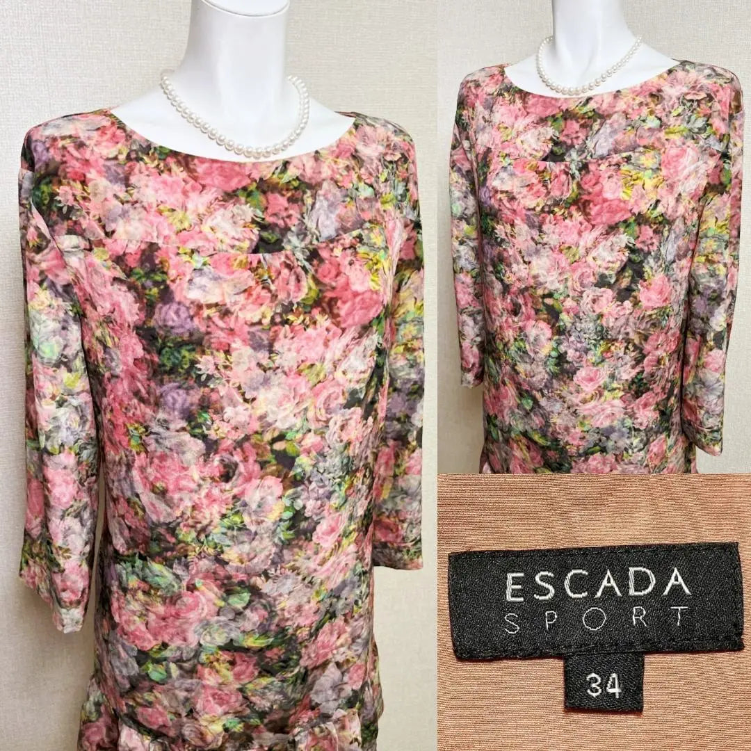 ◎Same-day shipping available [Good condition] Escada Sports 100% silk floral pattern Ceremony