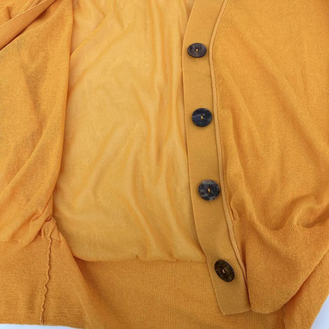 Emer Refines V-neck sheer cardigan flashy color unique sheerness sunshine F