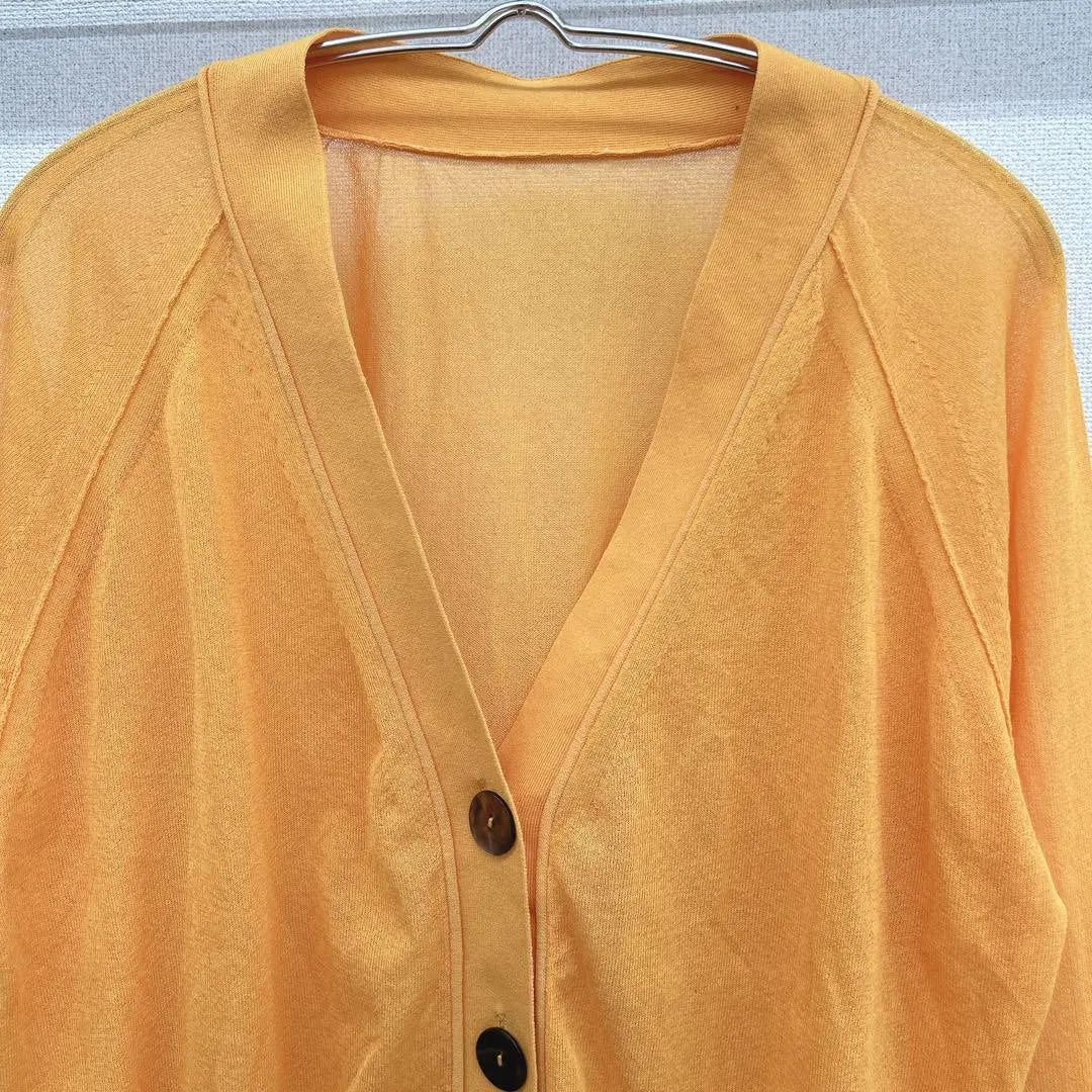 Emer Refines V-neck sheer cardigan flashy color unique sheerness sunshine F