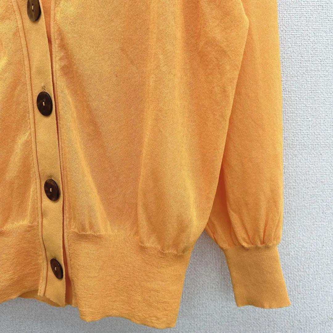 Emer Refines V-neck sheer cardigan flashy color unique sheerness sunshine F