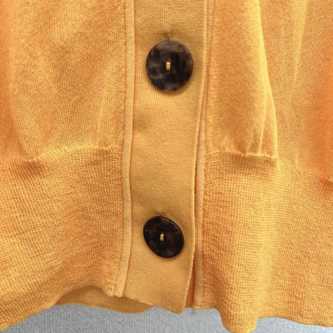 Emer Refines V-neck sheer cardigan flashy color unique sheerness sunshine F