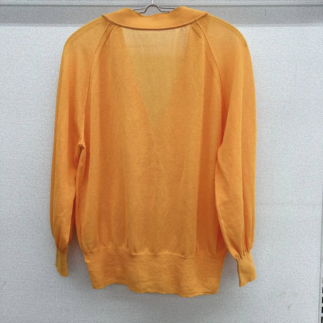 Emer Refines V-neck sheer cardigan flashy color unique sheerness sunshine F