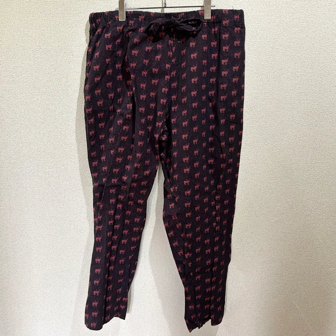 South2West8 All-over Pattern Wide Easy Pants Bordeaux Men's XL