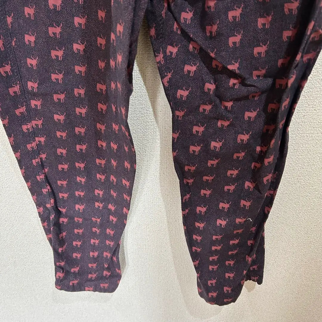 South2West8 All-over Pattern Wide Easy Pants Bordeaux Men's XL