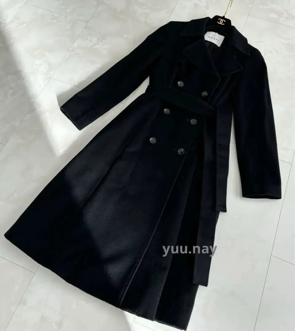 ANAYI❤︎Cashmere blend trench coat long coat black 36