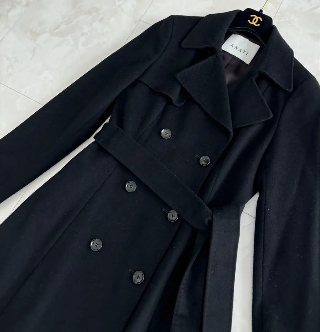 ANAYI❤︎Cashmere blend trench coat long coat black 36