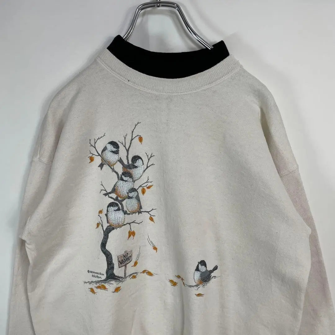 Sudadera con estampado de animales y pájaros para mujer, talla M, fabricada en EE. UU., años 90, Old Clothes M