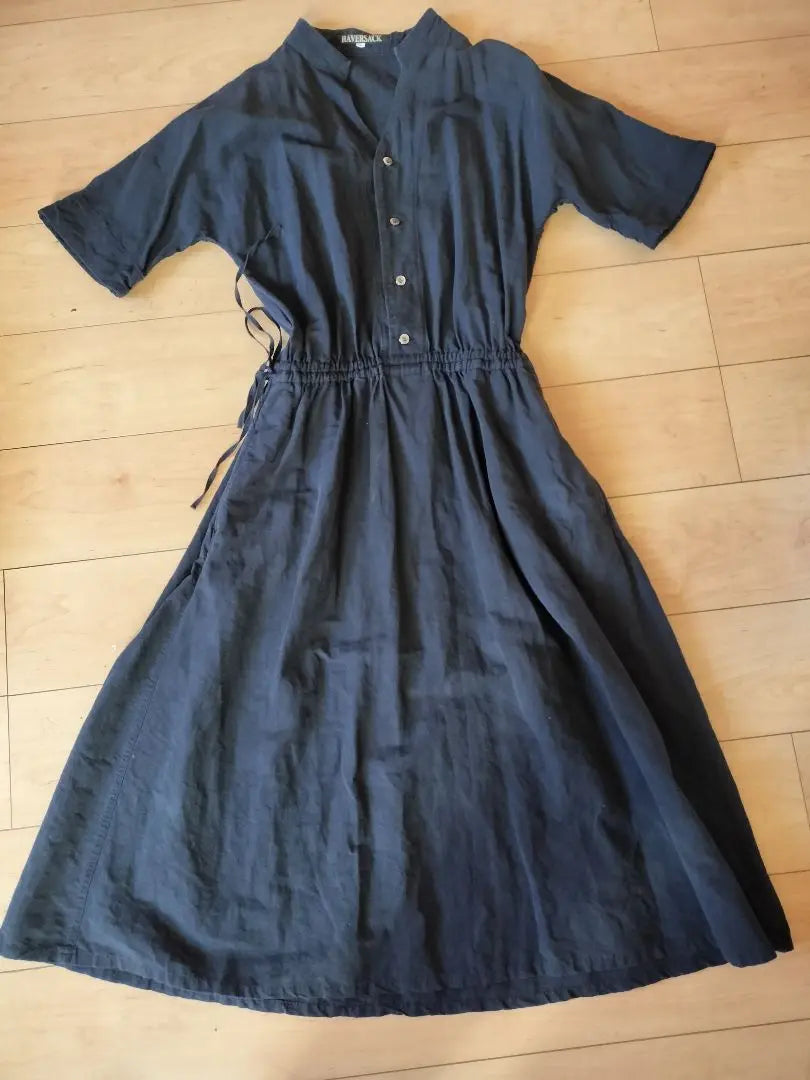 HAVERSACK Stand collar half sleeve dress navy | HAVERSACK　スタンドカラー ハーフスリーブワンピース　紺