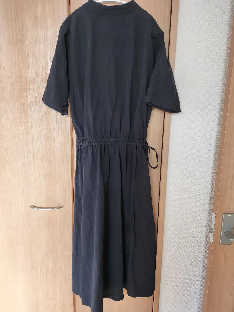 HAVERSACK Stand collar half sleeve dress navy | HAVERSACK　スタンドカラー ハーフスリーブワンピース　紺