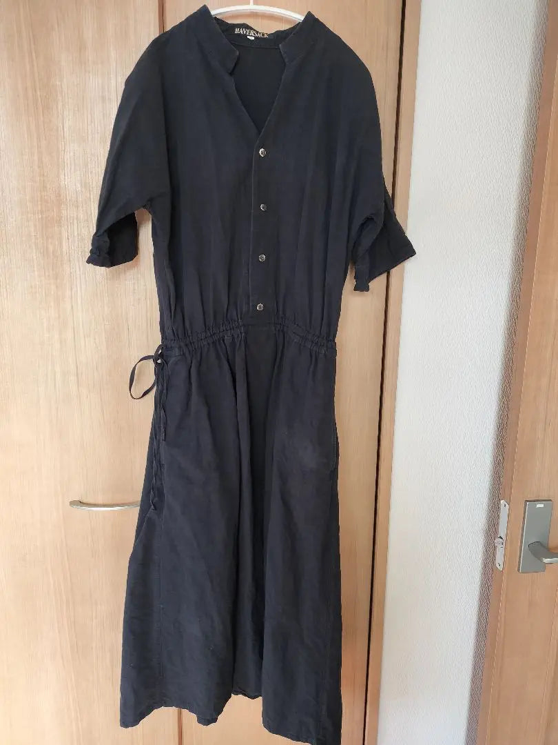 HAVERSACK Stand collar half sleeve dress navy | HAVERSACK　スタンドカラー ハーフスリーブワンピース　紺