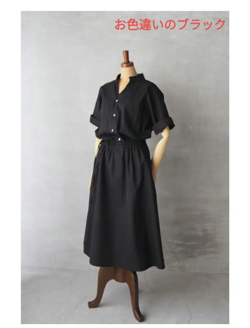 HAVERSACK Stand collar half sleeve dress navy | HAVERSACK　スタンドカラー ハーフスリーブワンピース　紺