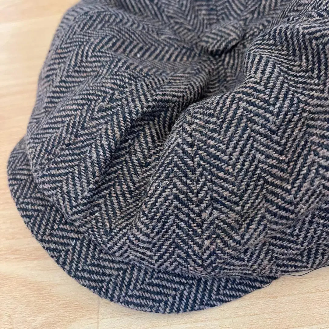 [BIG size] Casket Herringbone pattern brim with brim Cap Fall / winter dandy | 【BIGサイズ】キャスケット　ヘリンボーン柄　ツバありキャップ　秋冬　ダンディー