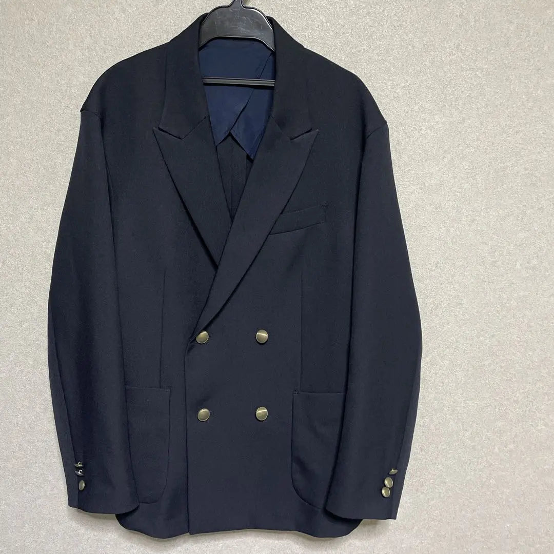 Beauty GU Double Breasted Blazer Dull Gold Buttons Navy Blue M Navy