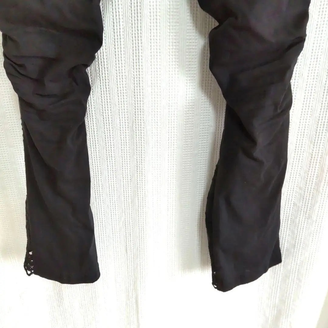 ② Legin-pantalones Legipan Retro bordado Negro ML Stone Otoño / Invierno | ② レギンスパンツ レギパン レトロ 刺繍 黒 ブラック M L ストーン 秋冬