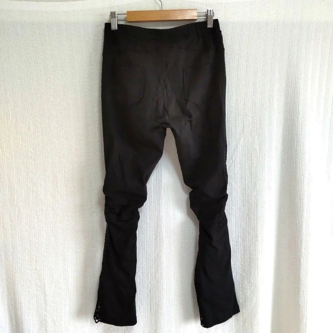 ② Legin-pantalones Legipan Retro bordado Negro ML Stone Otoño / Invierno | ② レギンスパンツ レギパン レトロ 刺繍 黒 ブラック M L ストーン 秋冬