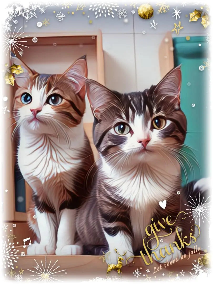 ♥Cat Picture Nyan Art [Trab Cat Brothers] Painting Illustration Art Poster A3