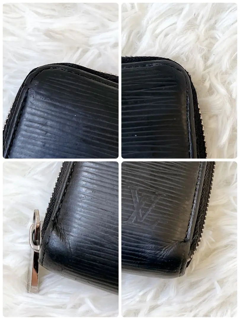 ☆Buen estado☆ Cartera Louis Vuitton Epi de piel negra con cremallera y cierre redondo