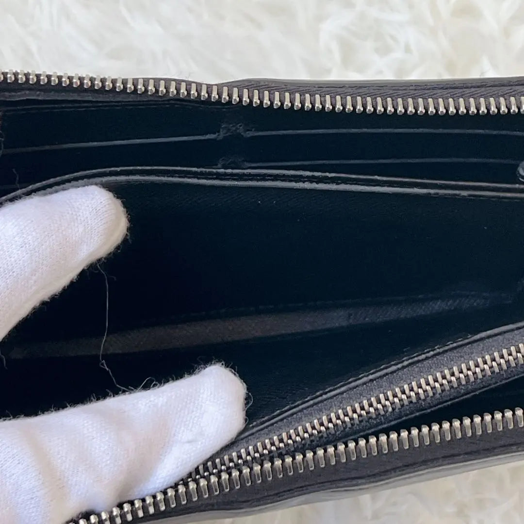 ☆Good condition☆ Louis Vuitton Epi round zipper black leather zippy wallet