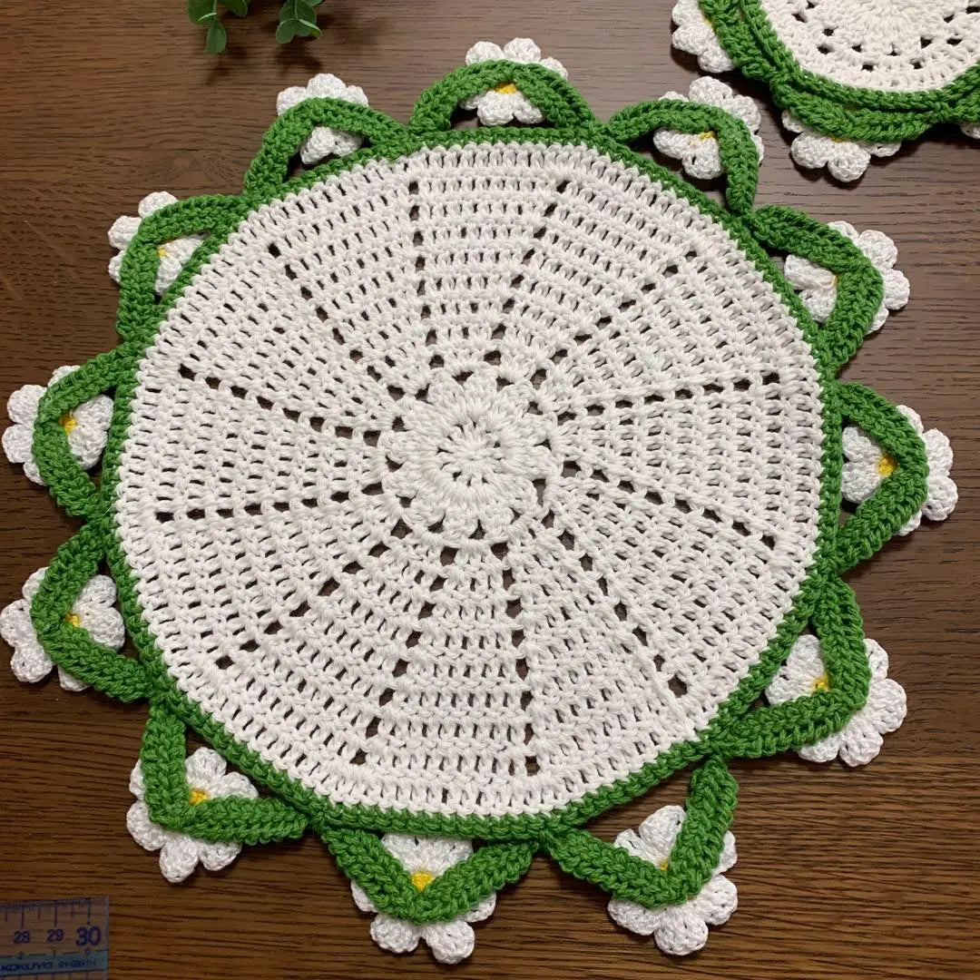 Handmade coaster Wakaba, daisy coaster and Doyily set 8 points