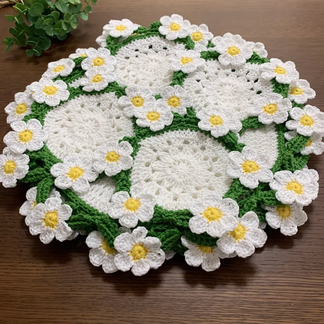 Handmade coaster Wakaba, daisy coaster and Doyily set 8 points