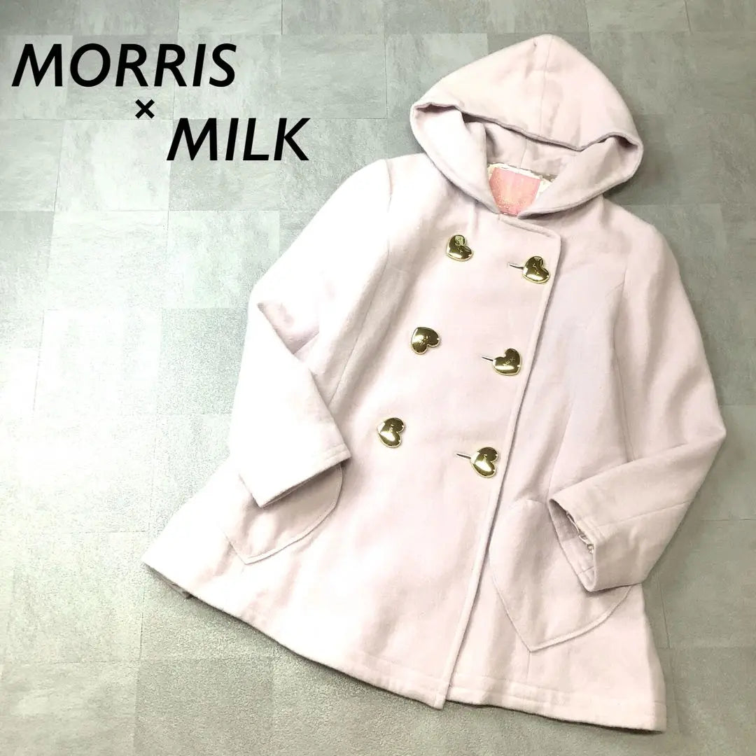 MORRIS with MILK Heart Button Hoodie Peacoat Pink | MORRIS with MILK ハートボタン フーディー ピーコート ピンク