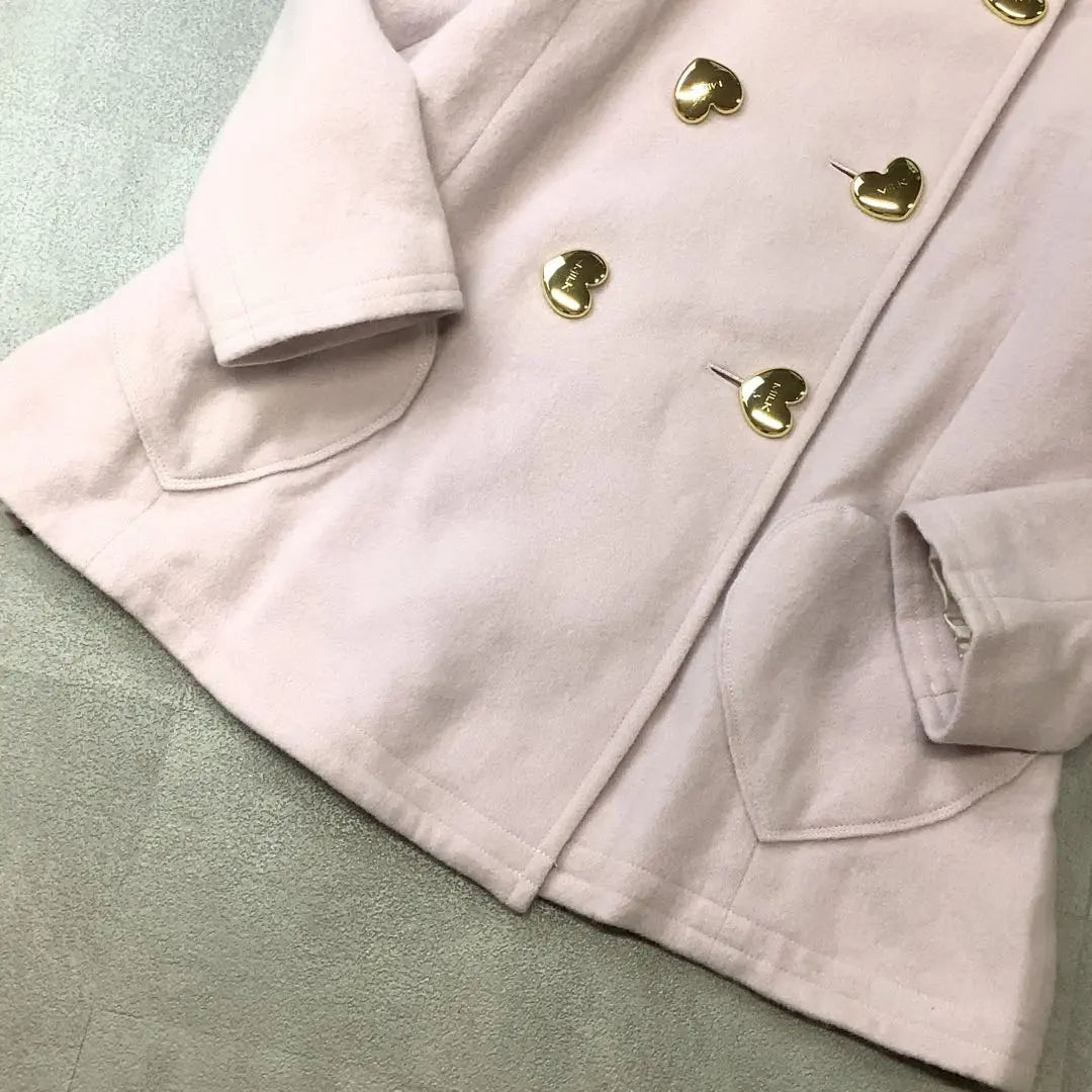 MORRIS with MILK Sudadera con capucha y botones en forma de corazón Peacoat Pink | MORRIS con LECHE ハートボタン フーディー ピーコート ピンク