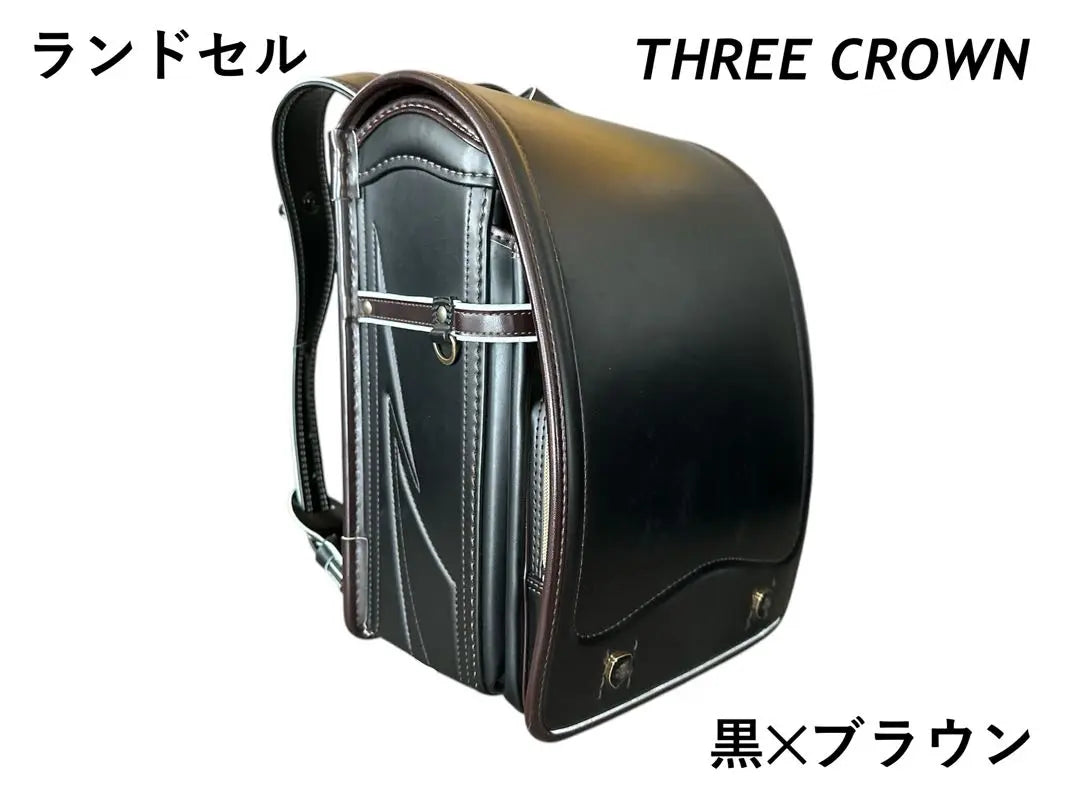 THREE CROWN School bag Black x Brown Boy Seiban Angel's Hane