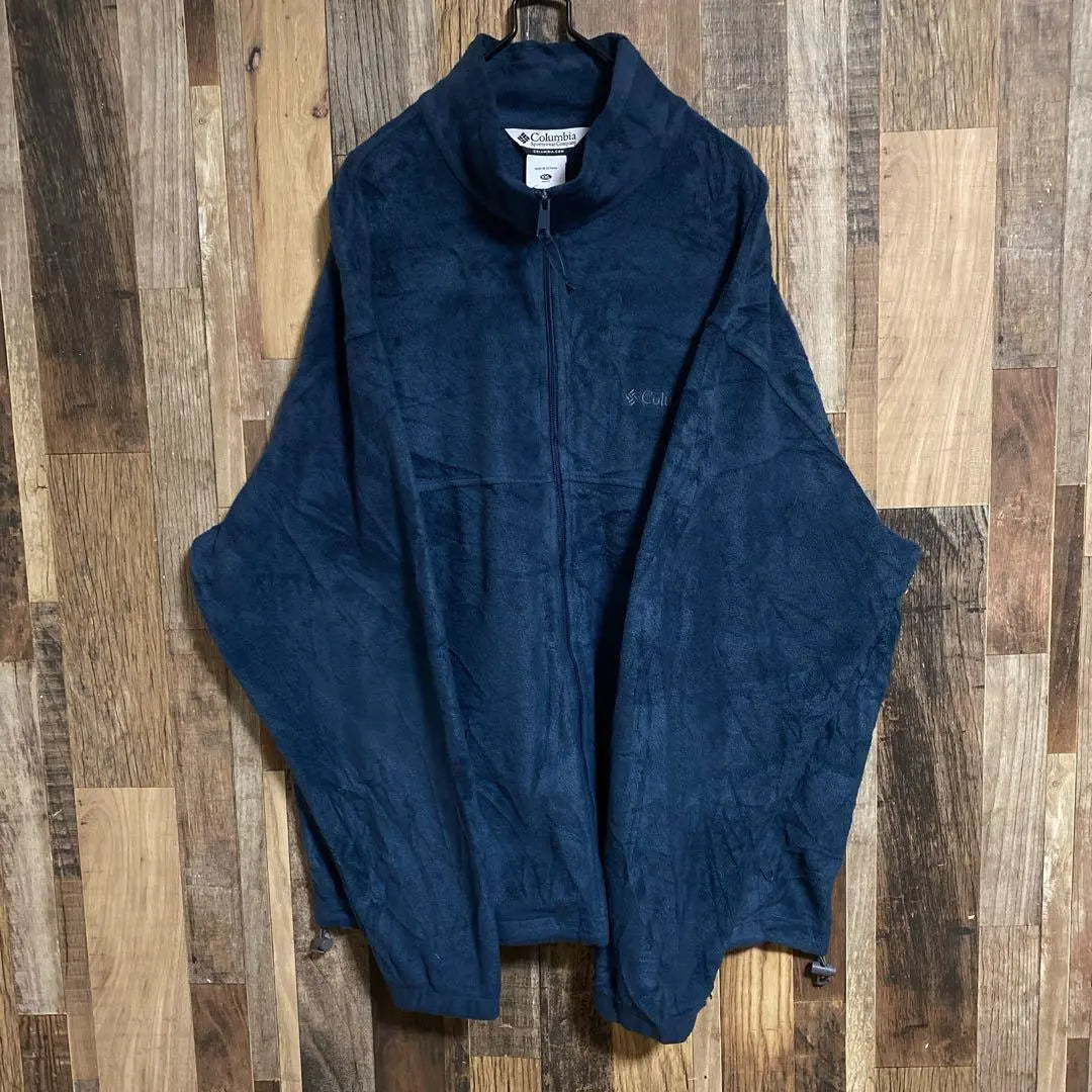 Colombia Men's Fleece Jacket Navy Blog 2XLUSA Anti -Wear Long Sleeve | コロンビア メンズ フリース ジャケット 紺 ロゴ 2XLUSA古着長袖