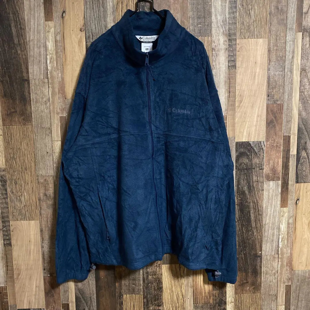 Colombia Men's Fleece Jacket Navy Blog 2XLUSA Anti -Wear Long Sleeve | コロンビア メンズ フリース ジャケット 紺 ロゴ 2XLUSA古着長袖