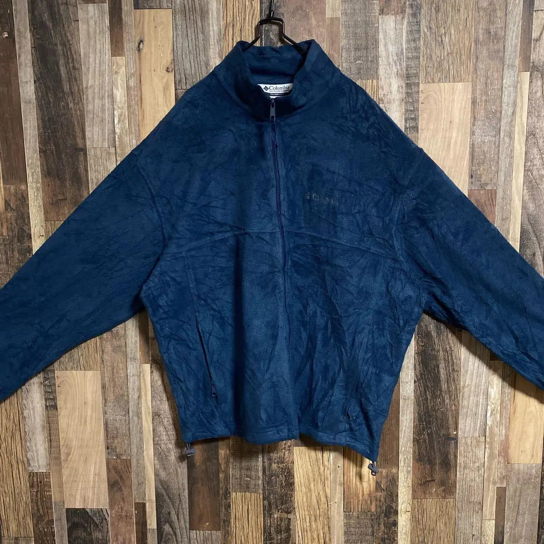 Colombia Men's Fleece Jacket Navy Blog 2XLUSA Anti -Wear Long Sleeve | コロンビア メンズ フリース ジャケット 紺 ロゴ 2XLUSA古着長袖