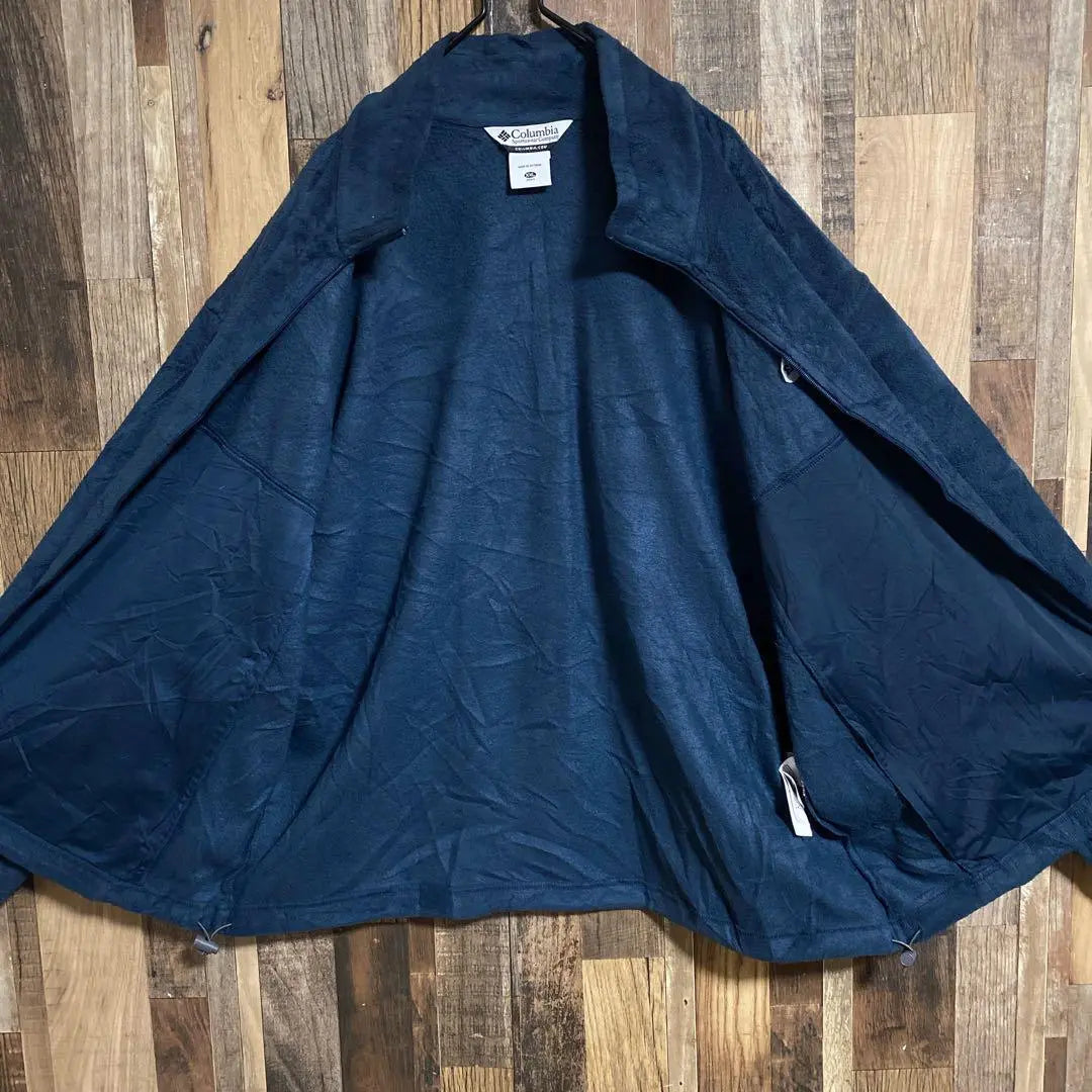 Colombia Men's Fleece Jacket Navy Blog 2XLUSA Anti -Wear Long Sleeve | コロンビア メンズ フリース ジャケット 紺 ロゴ 2XLUSA古着長袖