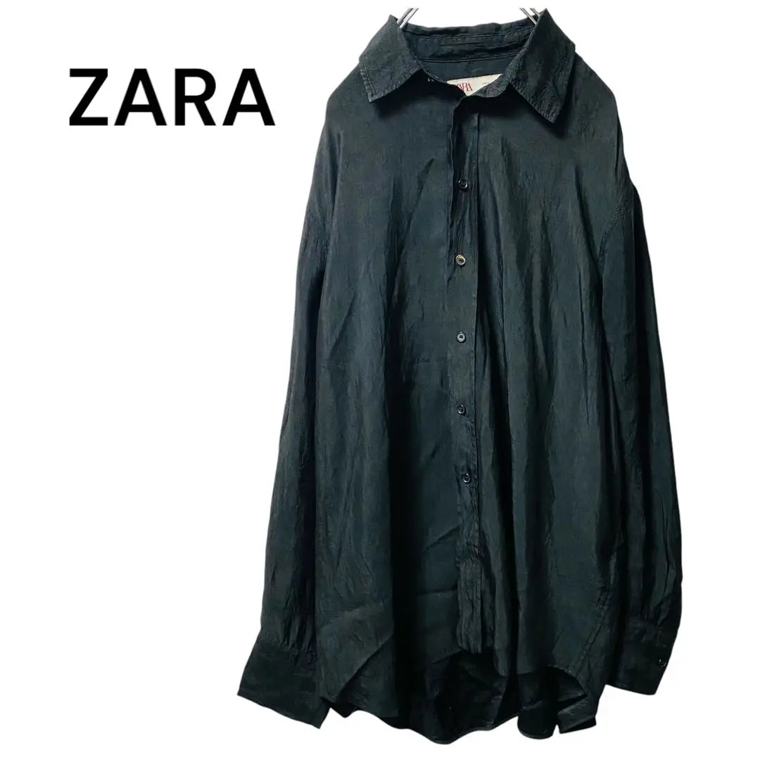 Zara Long Sleeve Shirt 100% Acetate Black M Haori