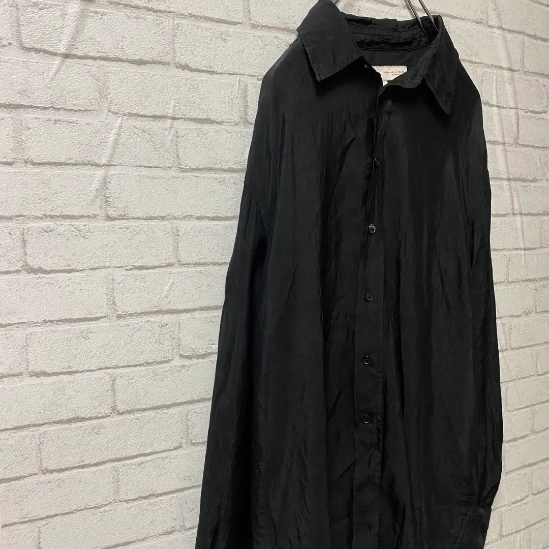 Zara Long Sleeve Shirt 100% Acetate Black M Haori