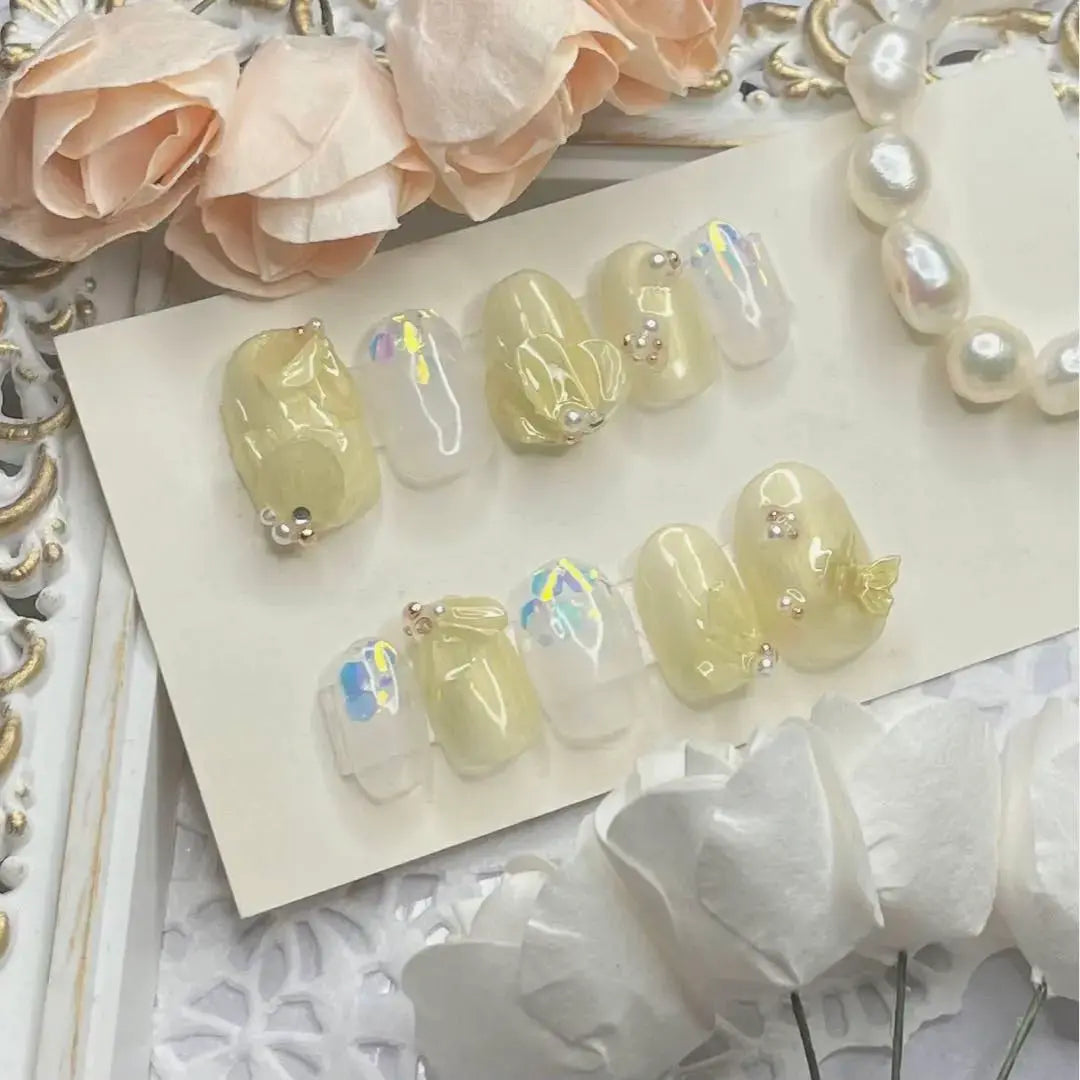 Size order ♡ Pastel 3D flower nail tip yellow